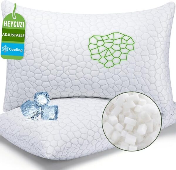 -70%OFF Shredded Memory Foam Pillow for Sleeping 2 Pack, Adjustable