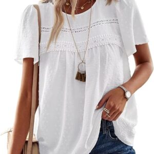 Hot DEAL 29% OFF Womens Summer Tops Crewneck Short