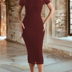 Double Layer Mock Neck Short Sleeve