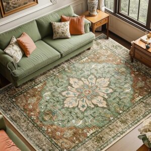 Best Deal24%OFF  Washable Non-Slip, loraFl Vintage Distress Print Pattern Medallion Carpet
