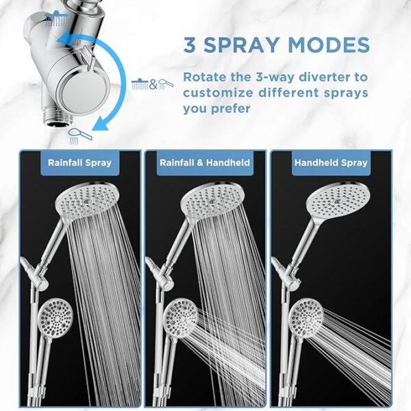 -38%OFF Dual Filtered Rain Shower Head Combo, Handheld Shower Head - Image 4