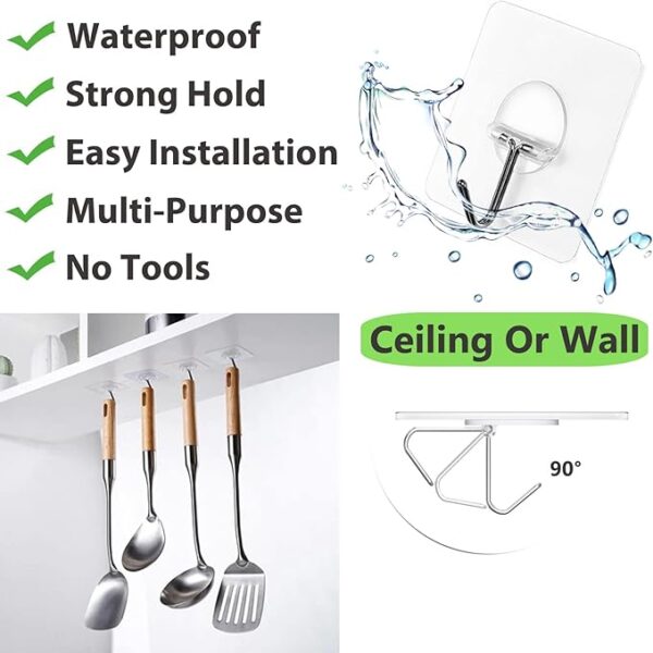 -32%OFF Adhesive Hooks for Hanging Heavy Duty Wall Hooks Self Adhesive Towel Coat Hooks - Image 3