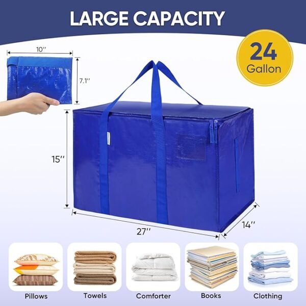 -38%OFF TICONN 6 Pack Extra Large Moving Bags with Zippers & Carrying Handles - Image 3