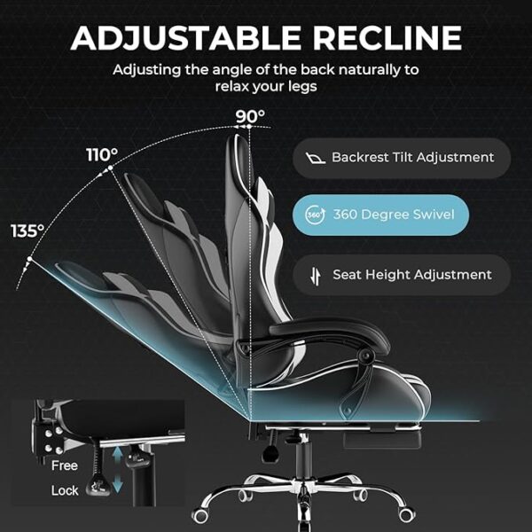 -43%OFF GTPLAYER Gaming Chair, Computer Chair with Footrest and Lumbar Support - Image 3