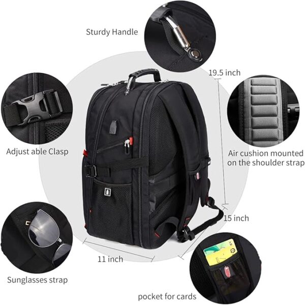 41%OFF SHRRADOO Extra Large 50L Travel Laptop Backpack with USB Charging Port, - Image 3