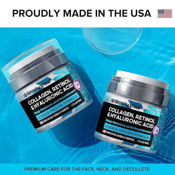 -21%OFF SimplyVital Collagen, Retinol & Hyaluronic Acid Cream - Anti-Aging Face Moisturizer for Face - Image 2