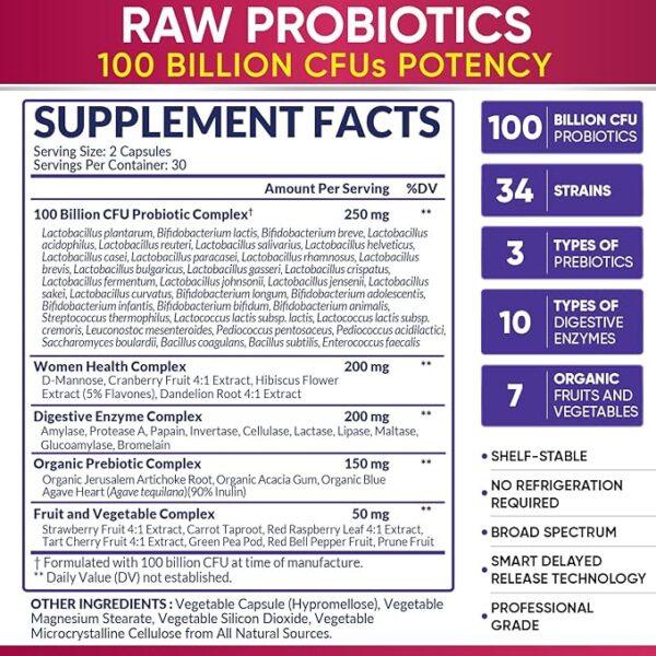 -30%OFF Wholesome Wellness Dr. Formulated Raw Probiotics for Women 100 Billion CFUs - Image 4