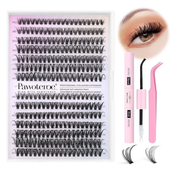 -15%OFF Pawotence Lash Extension Kit DIY 280pcs Lash Clusters Eyelash Extension Kit